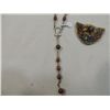 Image 3 : WOODEN ROSARY AND DECORATIVE BROOCH