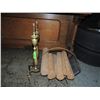 Image 1 : PAIR VINTAGE ANDIRONS & FIREWOOD HOLDER