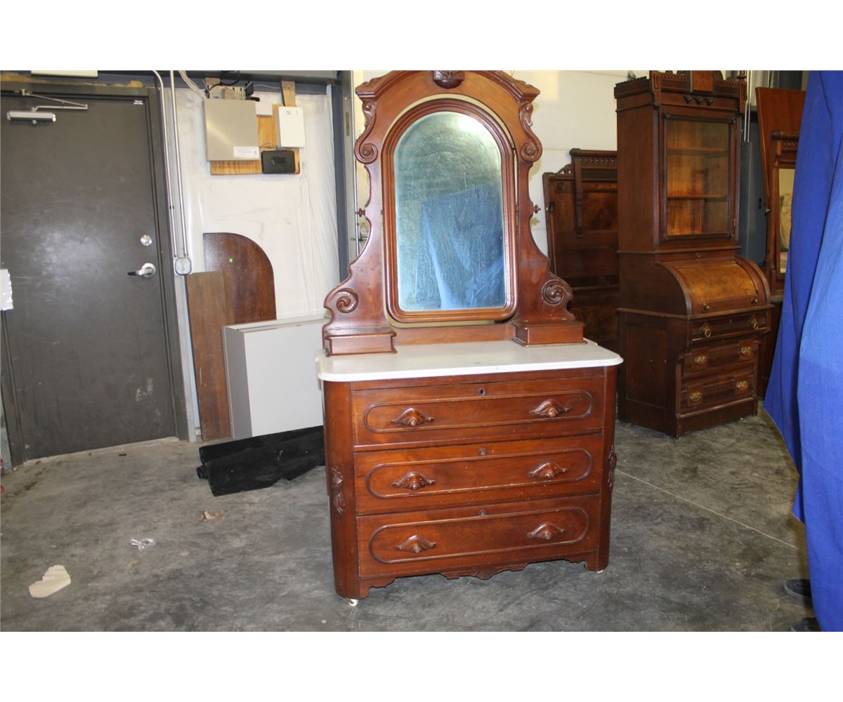 Antique Marble Top 3 Drawer Dresser