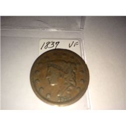 1837 MATRON HEAD LARGE CENT VF