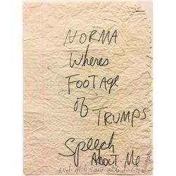 MICHAEL JACKSON NOTE WITH DONALD TRUMP CONTENT