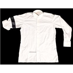 MICHAEL JACKSONS PERSONAL WHITE SHIRT WITH SINGLE BLACK BAND ON RIGHT ARM