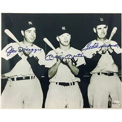 SIGNED PHOTOGRAPH OF JOE DIMAGGIO MICKEY MANTLE AND TED WILLIAMS