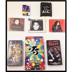 MICHAEL JACKSON ASSORTMENT OF  MUSIC VIDEO COMPACT DISC TAPE AND 8TRACK