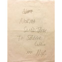 MICHAEL JACKSON HANDWRITTEN NOTE