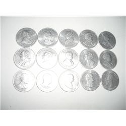 LOT OF 15 TOTAL *PRESIDENT* TOKEN COINS-ALL FOR 1 MONEY!! TOKENS CAME OUT OF SAFE!!