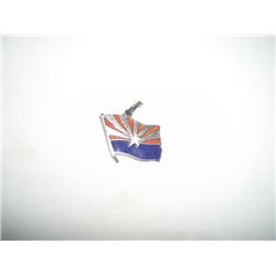 STERLING SILVER FLAG PIN STAMPED *STERLING* WITH A STAR AND RAYS!! PIN CAME OUT OF SAFE!!