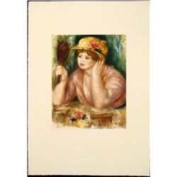 Renoir Colored Etching Art Print - Femme au Mirroir