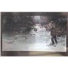 Image 2 : Early 1900's Fly Fisherman on River Oil on Board Signed
