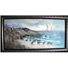 Image 1 : Oil on Board Greek Long Blue Ocean Scene