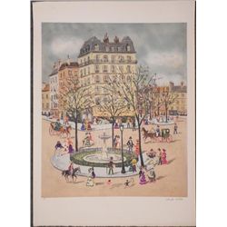 Claude Tabet Signed Artist Proof Print 19th Cent City