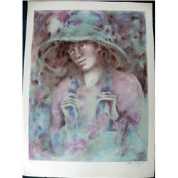 Colette Lithograph Large S/N Portrait Lady with a Hat