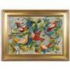 Image 1 : Glazed Enamel Dove Mixed Media Painting in Gold Frame