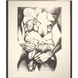 Rare Male Nude Signed Art Print Lowell Nesbitt