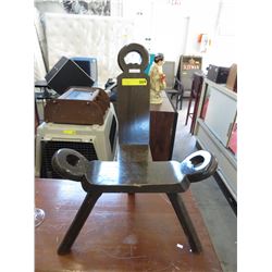 Antique wood birthing chair/stool