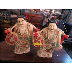 2 Large Oriental resin statues