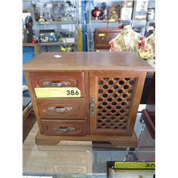 Wood jewelry box & contents