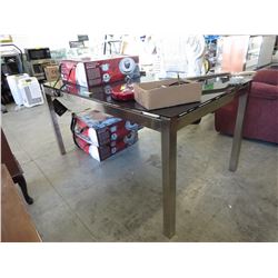 NEW -  Black Tempered Glass Table with Chrome Legs