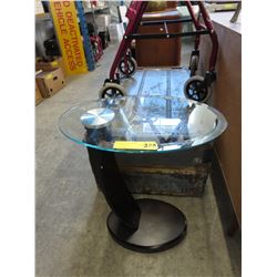 NEW oval glass top side table