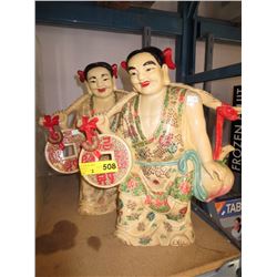 2 Large oriental style resin statues