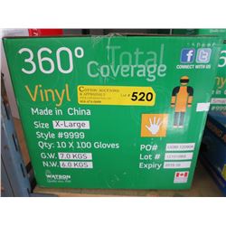 Case of vinyl gloves, size XL