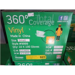 Case of vinyl gloves, size S