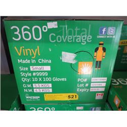 Case of vinyl gloves, size S