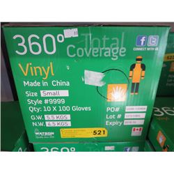 Case of vinyl gloves, size S