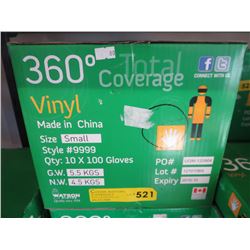 Case of vinyl gloves, size S