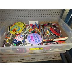 Tote full of pin back buttons - 100s