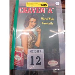 Vintage Crave "A" cigarette calendar