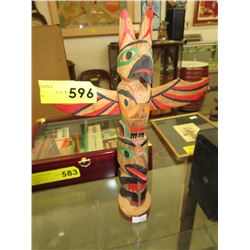 Vintage carved and painted cedar totem pole
