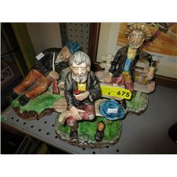 3 Glazed ceramic statues
