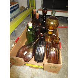 Collection of coloured glass bottles & containers