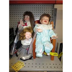 5 Bisque head collector dolls