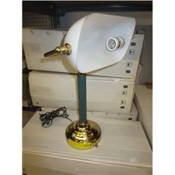 2 New glass shade banker style lamps