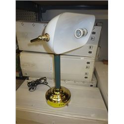 2 New glass shade banker style lamps