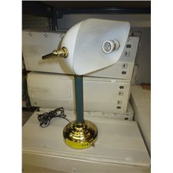 2 New glass shade banker style lamps