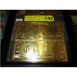 2 Gold foil bills - USA  $1000 impressions