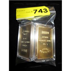4 Gold plated art bars - Valcambi Suisse