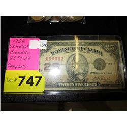 1923 Canadian .25¢ banknote - Shinplaster