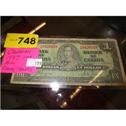 1937 Canadian $1 bill - Coyne/Towers
