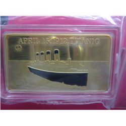 Gold clad & enamel Titanic Commemorative bar