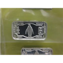 4 x. 999 Fine Silver 2015 mintage Penguin art bars