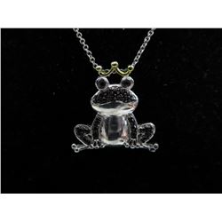 Genuine Black Diamond frog/crown necklace