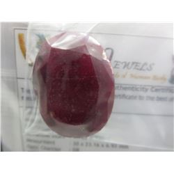 Museum sized 54 CT oval cut Red Ruby