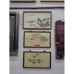 3 Framed Oriental pictures
