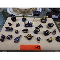 22 Blue Limoges miniatures - Approximate count