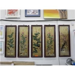 5 Oriental wall art panels