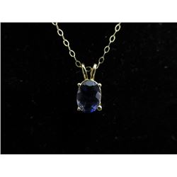 14KT Yellow Gold & Sapphire Solitaire Pendant